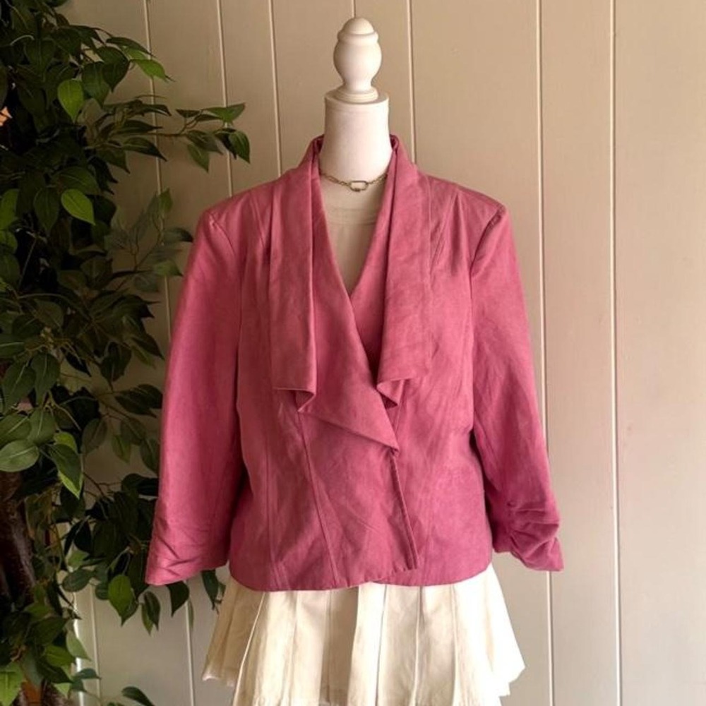 Dressbarn Light Pink 3/4 Sleeve Fully Lined Blazer Women's Size XL Fairycore